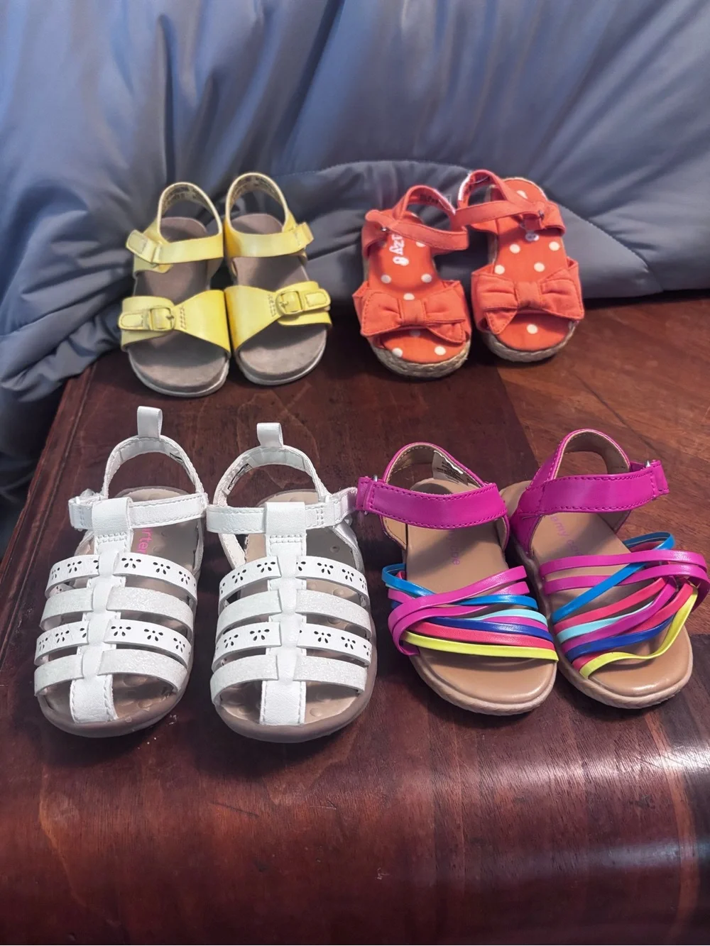 Kids 4C sandals bundle.  Multi-Color Strap Sandals - White, Yellow, Orange, Pink